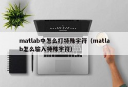 matlab中怎么打特殊字符（matlab怎么输入特殊字符）