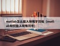 matlab怎么输入特殊字符埃（matlab如何输入特殊符号）