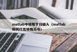 matlab中特殊字符输入（matlab如何打出特殊符号）
